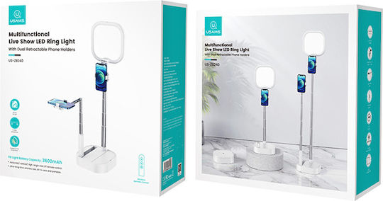 Usams Ringlicht 3000 - 6000K mit Desktop Ständer und Handyhalterung