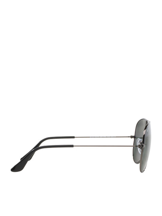 Ray Ban Aviator Unisex Sunglasses with Silver Metal Frame and Green Polarized Lens RB3025 004/58