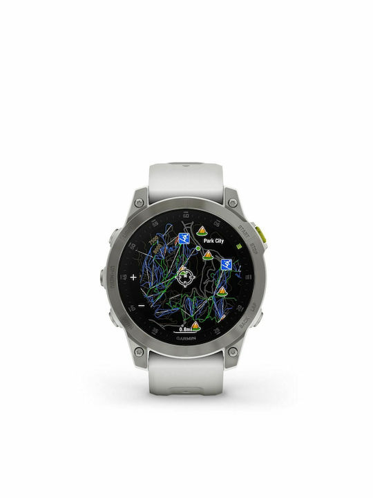 Garmin Epix (Gen 2) Sapphire Titanium 47mm Αδιάβροχο Smartwatch με Παλμογράφο (White Titanium)