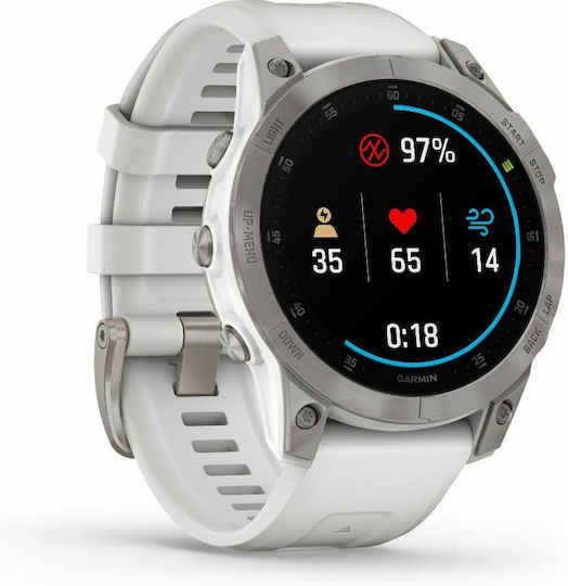 Garmin Epix (Gen 2) Sapphire Титан 47мм Водоустойчив Смартчасовник с Пулсомер (White Titanium)