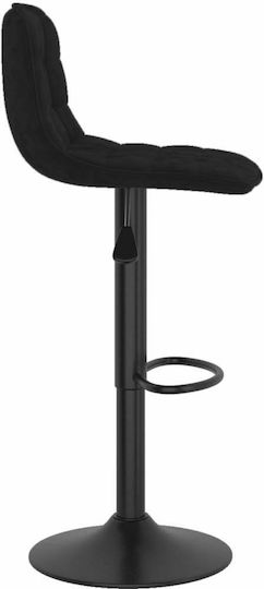 Stool Bar with Back & Adjustable Height Black Velvet-Black Metal 2pcs 42.5x45x105cm