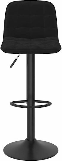 Stool Bar with Back & Adjustable Height Black Velvet-Black Metal 2pcs 42.5x45x105cm