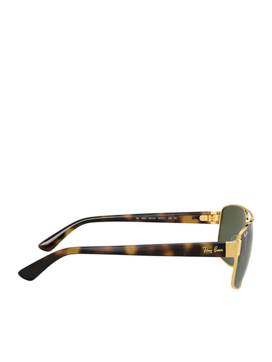 Ray Ban Мъжки Слънчеви Очила с Златна Рамка и Зелени Стъкла