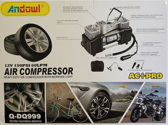 Andowl Car Tire Pump Qdq999 150PSI with Cable 12V