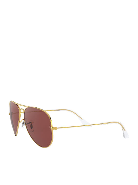 Ray Ban Aviator Unisex Sunglasses with Gold Metal Frame and Red Polarized Lens RB3025 9196/AF