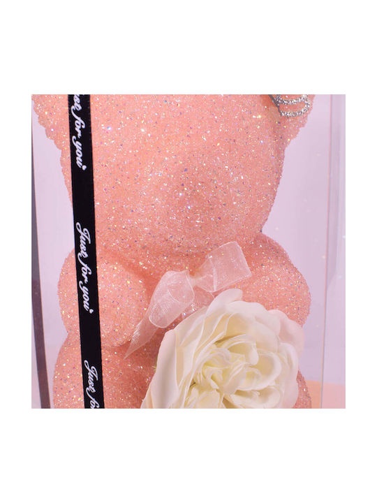 Ursuleț din Trandafiri Artificiali Roz 21.5cm în cutie Giftland
