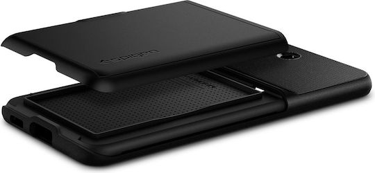 Spigen Slim Armor CS Umschlag Rückseite Kunststoff / Silikon mit Kartenhalter Schwarz Galaxy S21 FE 5G