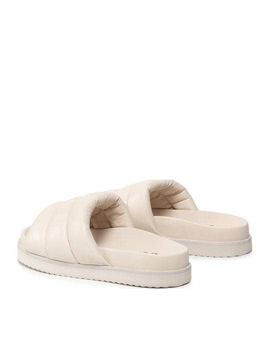 Amirra Leather Women's Flat Sandals in Beige Color