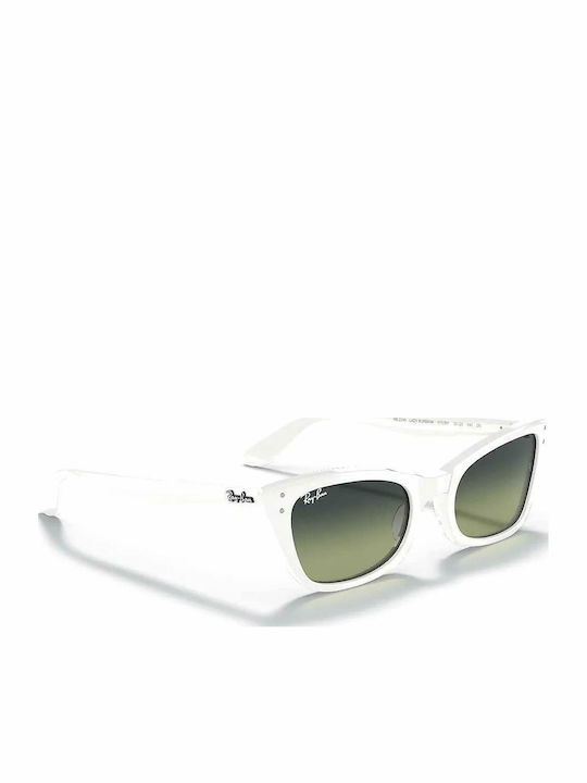 Ray Ban Lady Burbank Women's Sunglasses with White Plastic Frame and Green Gradient Lens RB2299 975/BH