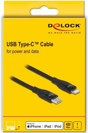 DeLock USB-C to Lightning Cable Black 1m (86637)