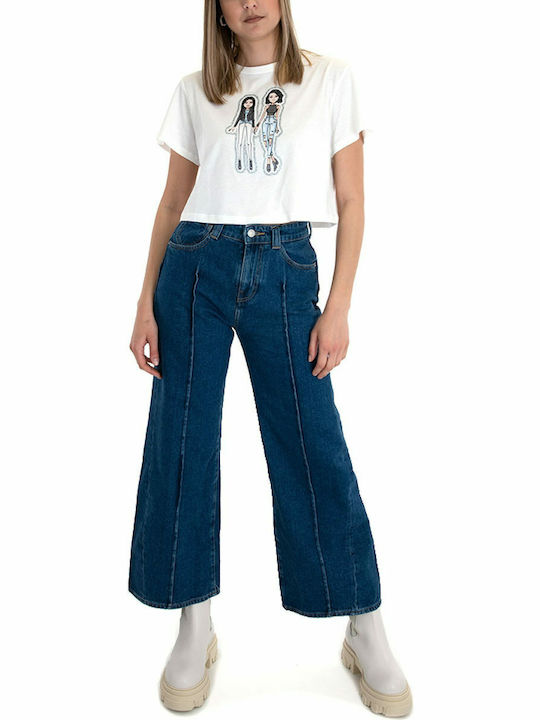 Women's Summer Crop Top Cotton Short Sleeve White