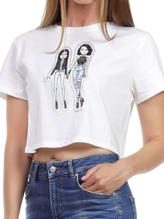 Women's Summer Crop Top Cotton Short Sleeve White