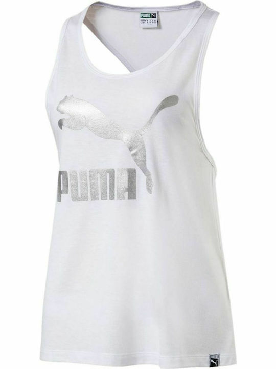 Puma Classics Women's Athletic Cotton Blouse Sleeveless White