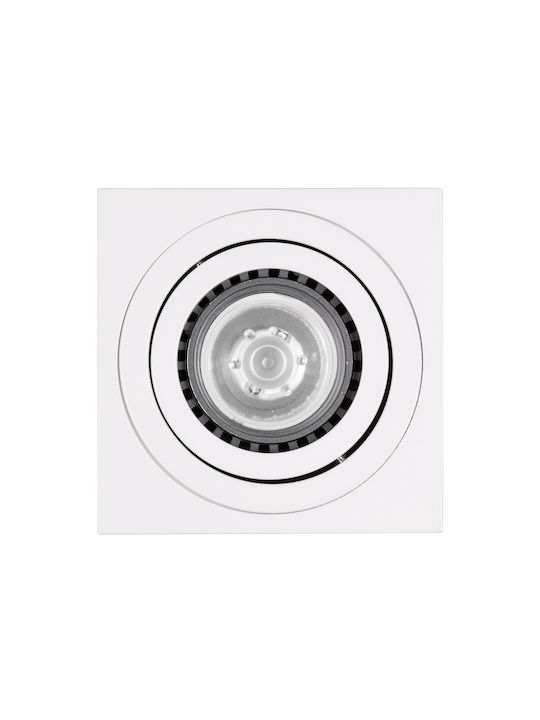 GloboStar AKIRA Square Single Spot with Socket GU10 in White Color