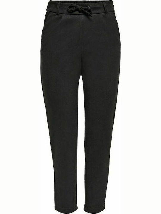 Poptrash Damen Hoch tailliert Stoff Hose mit Gummizug in Lockere Passform Schwarz