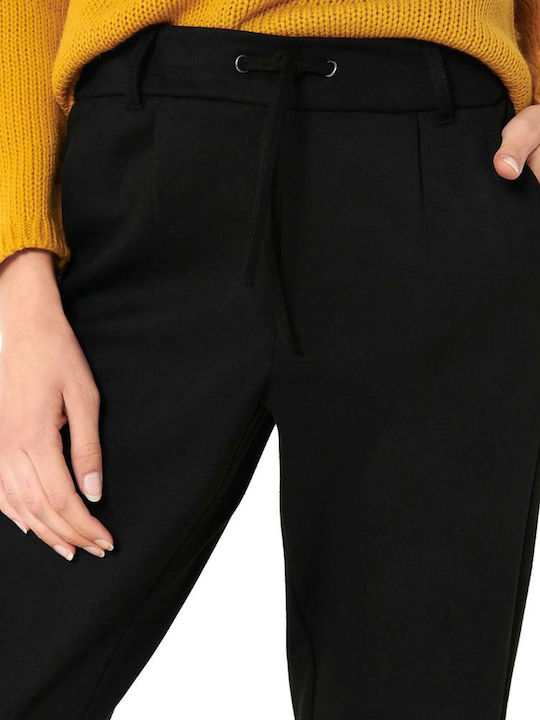 Poptrash Damen Hoch tailliert Stoff Hose mit Gummizug in Lockere Passform Schwarz