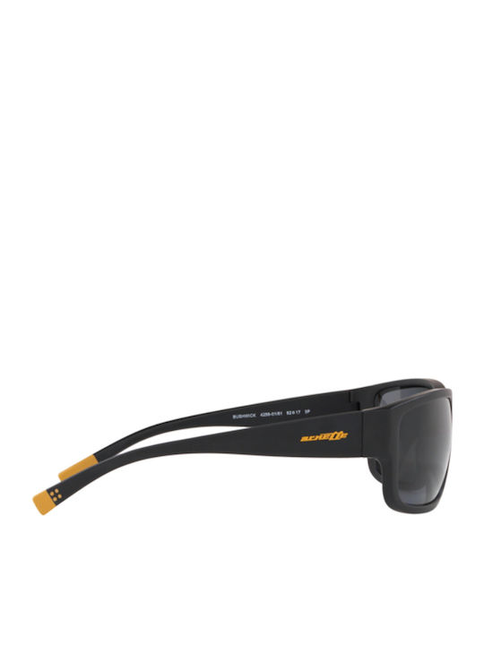 Arnette Bushwick Male Sunglasses With Black Horn-Rimmed Frame And Grey Polarized Lens AN4256 0181
