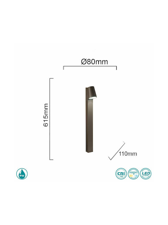 Ondaluce Owen Outdoor Floor Lamp Small Post 6W with Natural White Light IP44 Brown