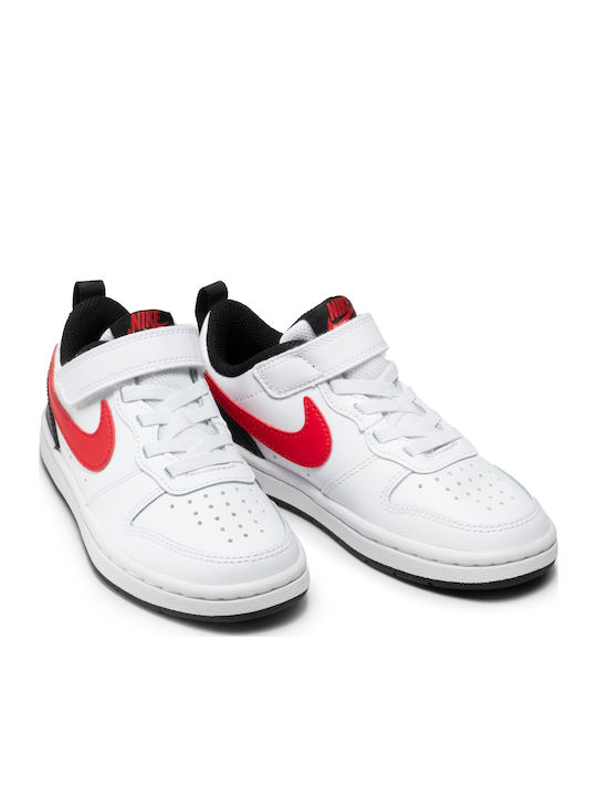 Court Court Borough Low 2 Kids Sports Shoes Basketball with Hoop & Loop Closure White / University Red / Black