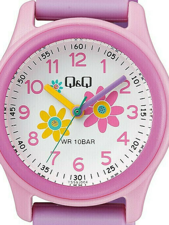 Q&Q Kids Analog Watch Flowers with Rubber/Plastic Strap Purple