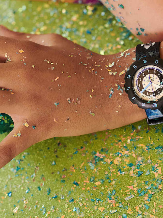 FlikFlak Kids Analog Watch Moon & Back with Fabric Strap Multicolour