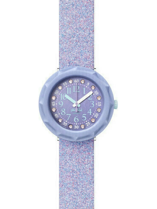 FlikFlak Ceas analogic pentru copii Shine Bright Lilaxus cu curea din cauciuc/plastic Violet