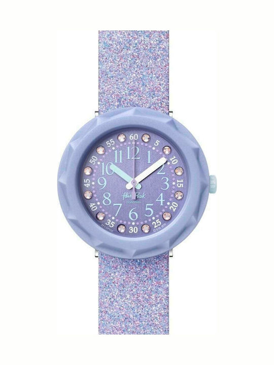 FlikFlak Ceas analogic pentru copii Shine Bright Lilaxus cu curea din cauciuc/plastic Violet