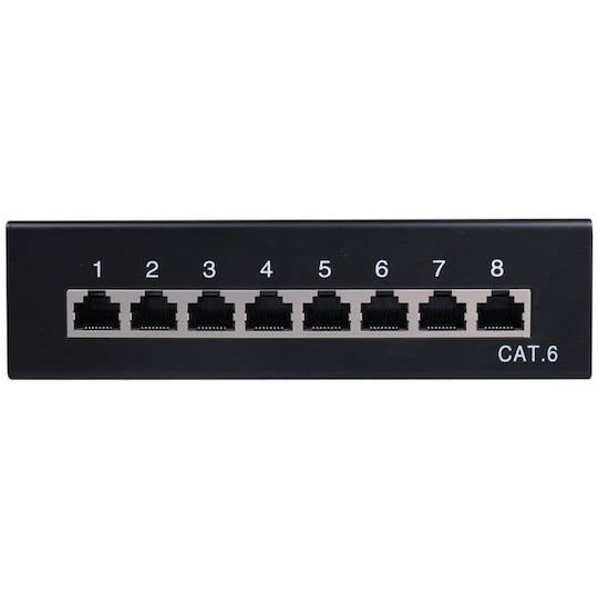 Goobay Patch Panel for Rack 1U with 8 cat6 Ports Black