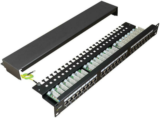 Pulsar Patch Panel für Rack 1U 19" 24 Ports cat6 Schwarz