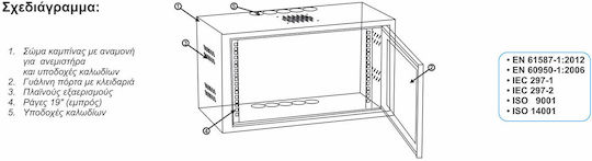 Central Wall Mounted Rack Cabinet 4U 60x30x24.4cm Black 3000030004/C