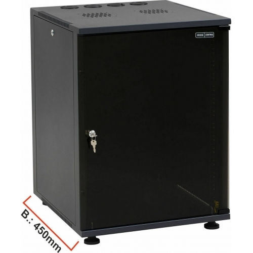 Central Basic 1 Επιτοίχια Καμπίνα Rack 12U με Γυάλινη Πόρτα 54x45x58cm Μαύρο 7000 3 450 12/C