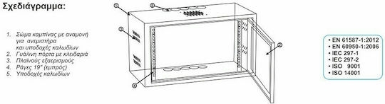 Central Wall Mounted Rack Cabinet 9U 60x30x33.3cm Black 3000 0 300 09/C