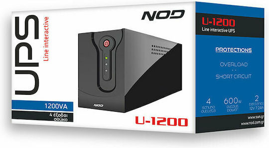NOD U-850 UPS Line-Interactive 850VA 480W με 2 Schuko Πρίζες