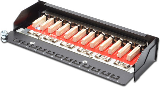 Digitus Екраниран пач панел за рафт 1U 12 порта cat6a Черен