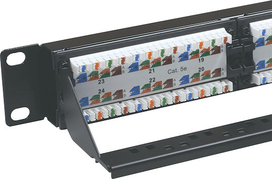 Central Patch Panel για Rack 1U 19" 24 Θυρών cat5e Μαύρο