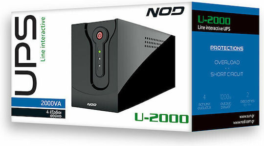NOD U-2000 UPS Line-Interactive 2000VA 1200W με 4 Schuko Πρίζες