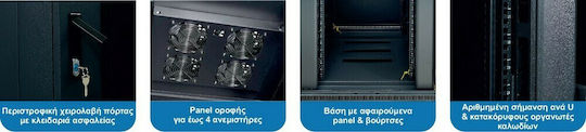 Central Επιδαπέδια Rack Cabinet 47U με 2 πόρτες 60x60x229cm Black 4000160047/C