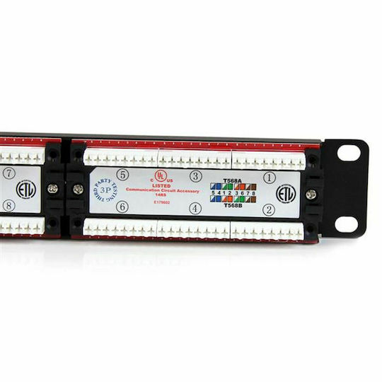 StarTech Patch Panel for Rack 1U 19" with 24 cat6 Ports Black