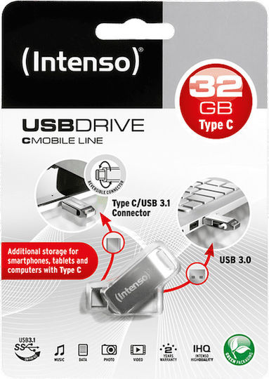 Intenso cMobile Line 32GB USB 3.1 Stick mit Verbindung USB-C & USB-A Silber