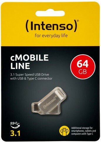 Intenso cMobile Line 64GB USB 3.1 Stick mit Verbindung USB-C & USB-A Silber
