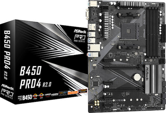 ASRock B450M-Pro4 rev. 2.0 Motherboard Micro ATX με AMD AM4 Socket 90-MXBEG0-A0UAYZ