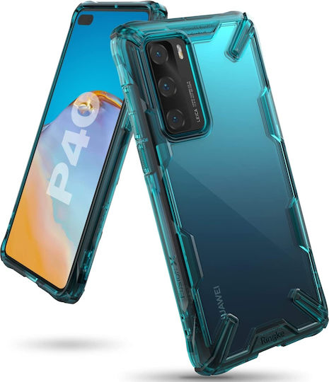 Ringke Fusion-X Back Cover Plastic 2mm with Strap Turquoise (Huawei P40)
