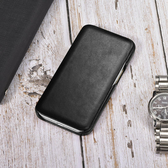 iCarer Curved Edge Vintage Book Δερμάτινο Μαύρο (iPhone 13 Pro)