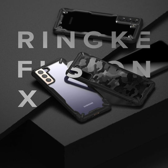 Ringke Fusion X Back Cover Plastic / Silicone Set with Glass Black (Galaxy S21+)