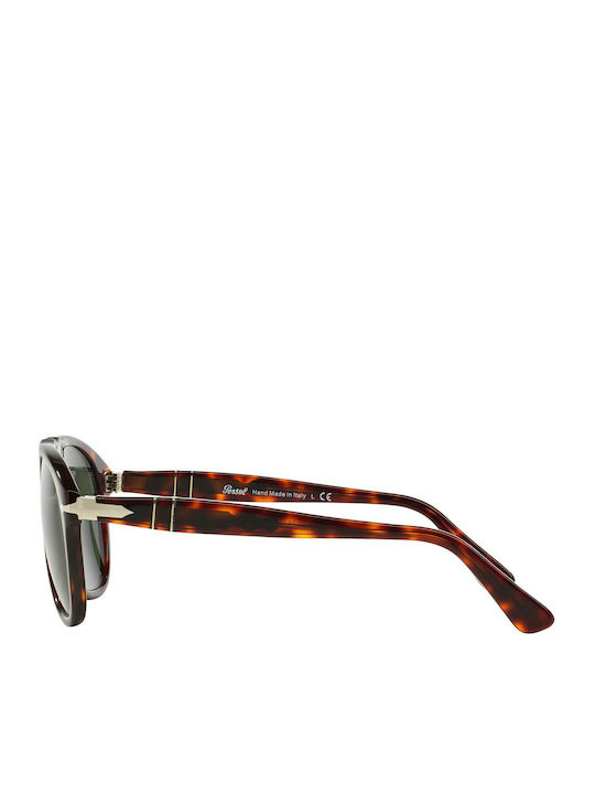 Persol Unisex Sunglasses with Brown Tartaruga Plastic Frame and Green Lens PO0649S 24/31