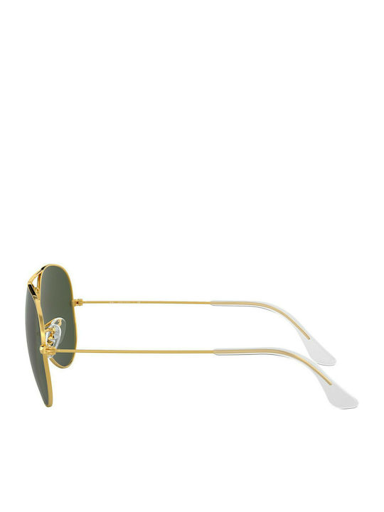 Ray Ban Aviator Sunglasses with Gold Metal Frame and Green Lenses RB3025 001