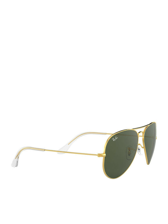 Ray Ban Aviator Unisex Sunglasses with Gold Metal Frame and Green Lens RB3025 001