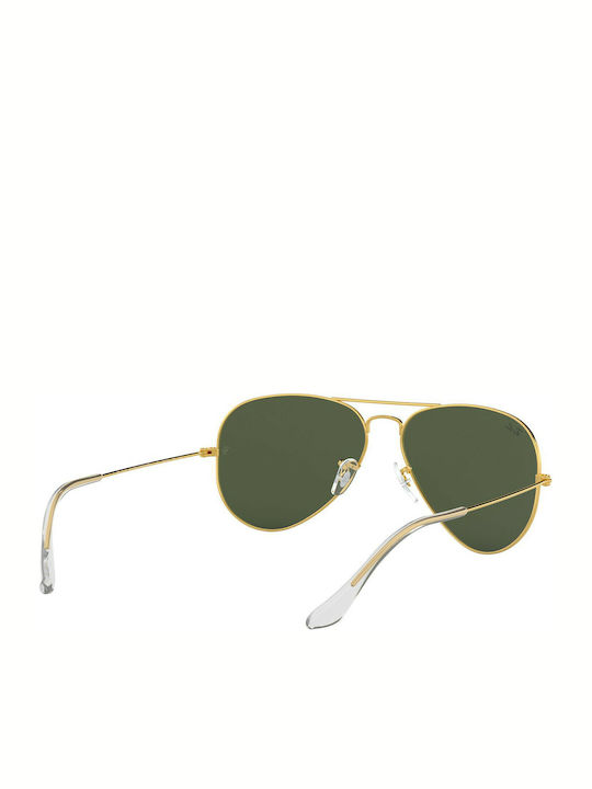 Ray Ban Aviator Unisex Sunglasses with Gold Metal Frame and Green Lens RB3025 001