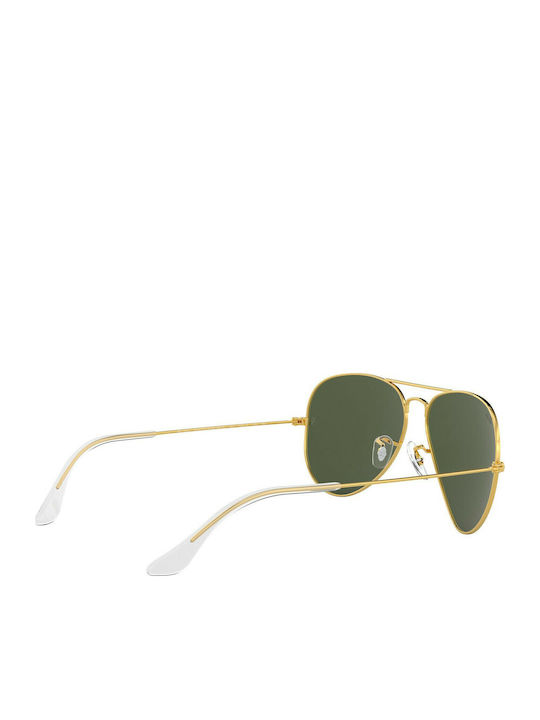 Ray Ban Aviator Unisex Sunglasses with Gold Metal Frame and Green Lens RB3025 001