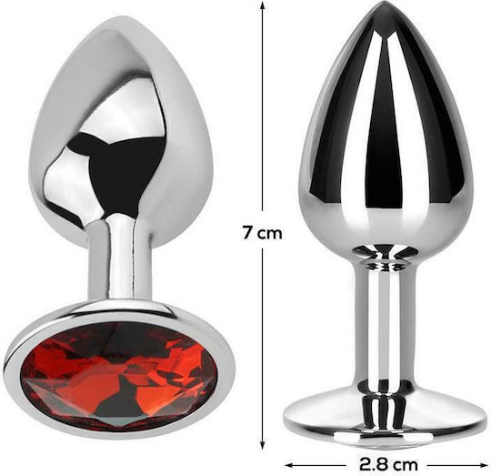 LateToBed AfterDark Red Ruby Anal Plug Klein Silber 7cm